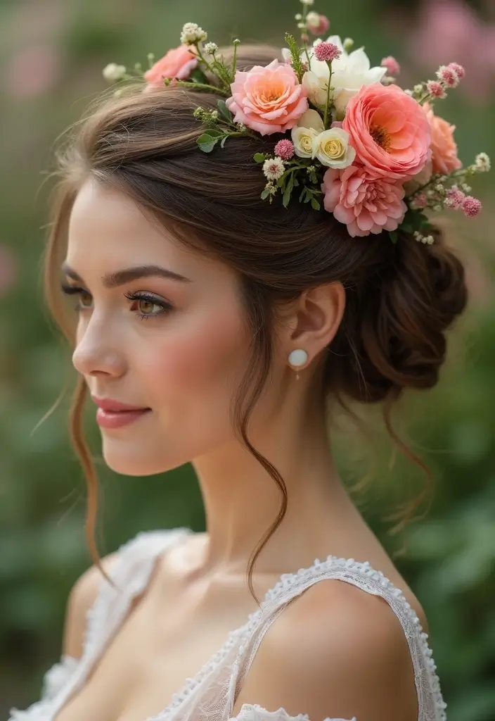 12 Stunning Wedding Hair Styles That Will Leave Everyone Speechless (You Won't Believe #7!) - 12. The Showstopper: Floral Updo