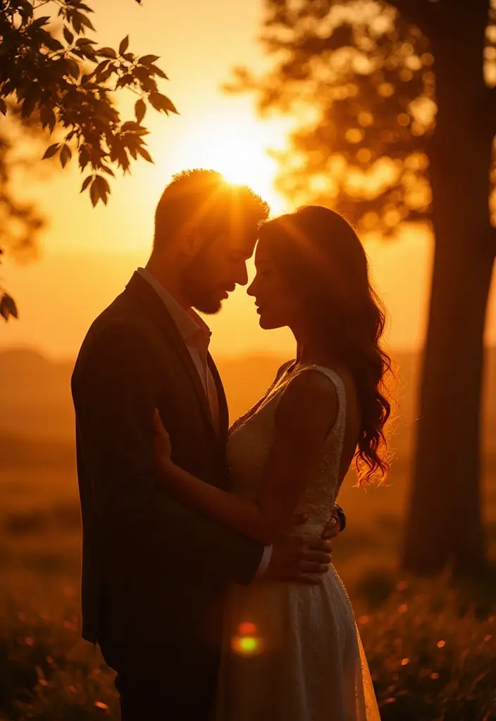 13 Creative Wedding Photo Ideas for Bride and Groom That Will Leave You Speechless! - 1. Golden Hour Glow