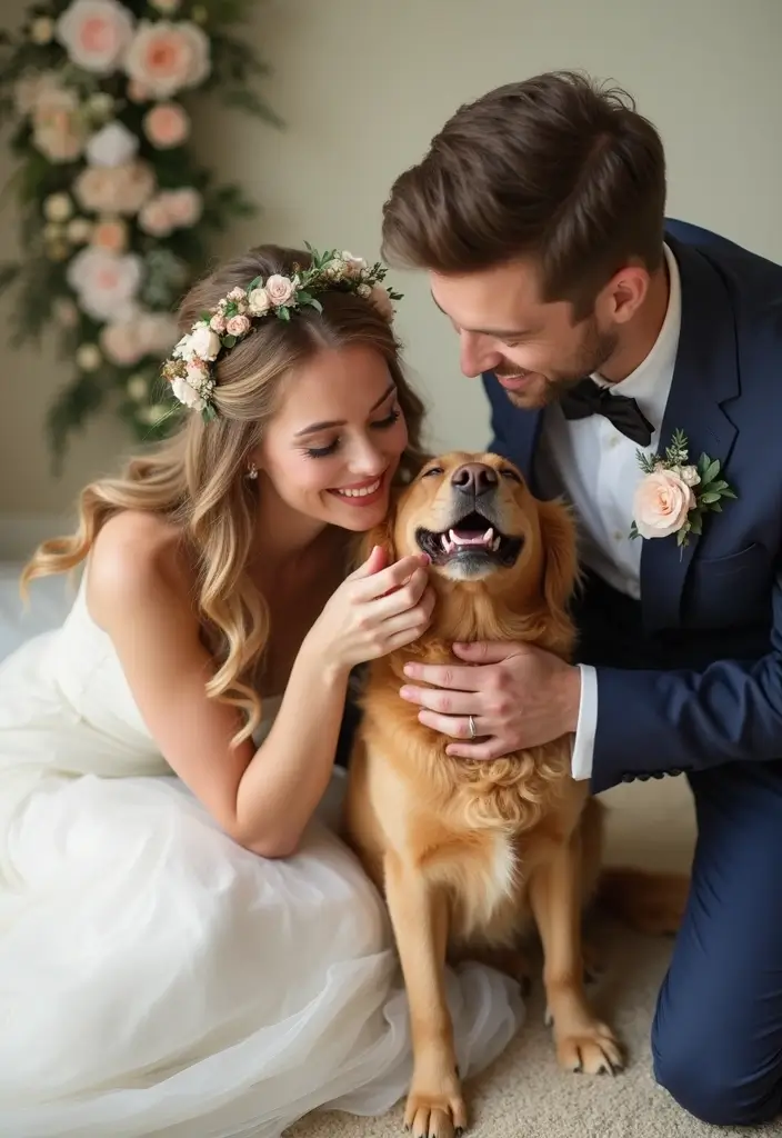 15 Candid Wedding Photo Ideas to Capture Joy in Every Moment - 9. Sweet Moments with Pets