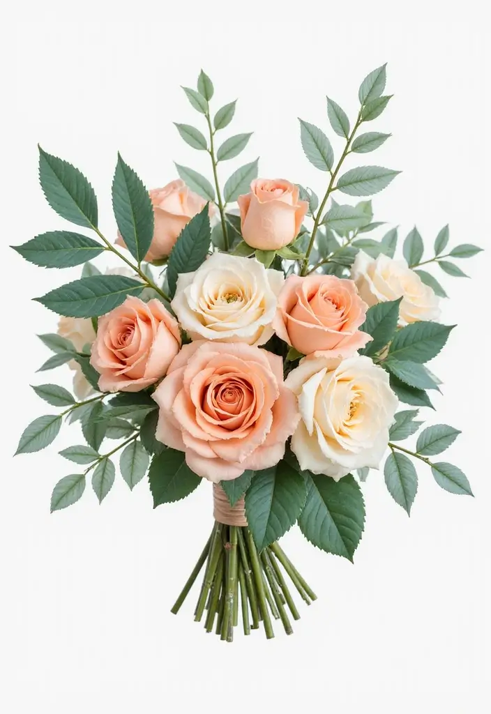 16 Colorful Simple Wedding Bouquets That Will Complement Your Theme (Check Out #9!) - 12. Soft Peach & Mint