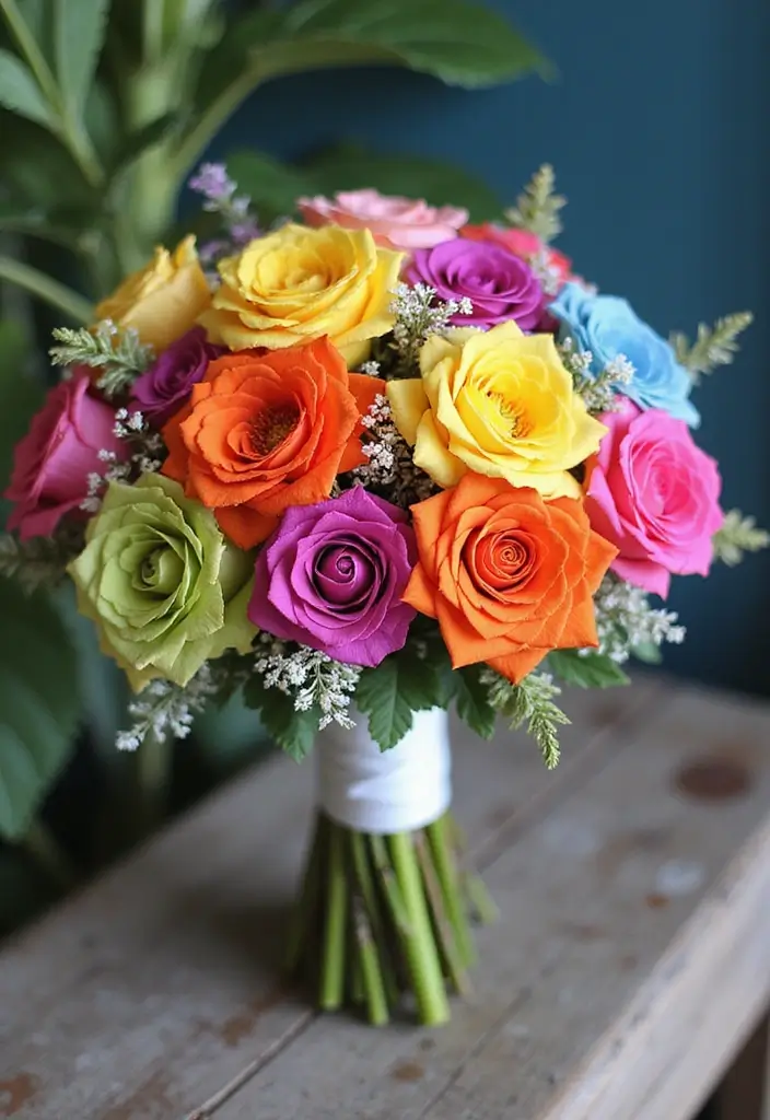 16 Colorful Simple Wedding Bouquets That Will Complement Your Theme (Check Out #9!) - 16. Whimsical Rainbow Mix