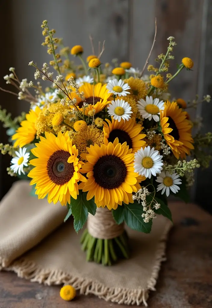 16 Colorful Simple Wedding Bouquets That Will Complement Your Theme (Check Out #9!) - 4. Rustic Wildflower Charm