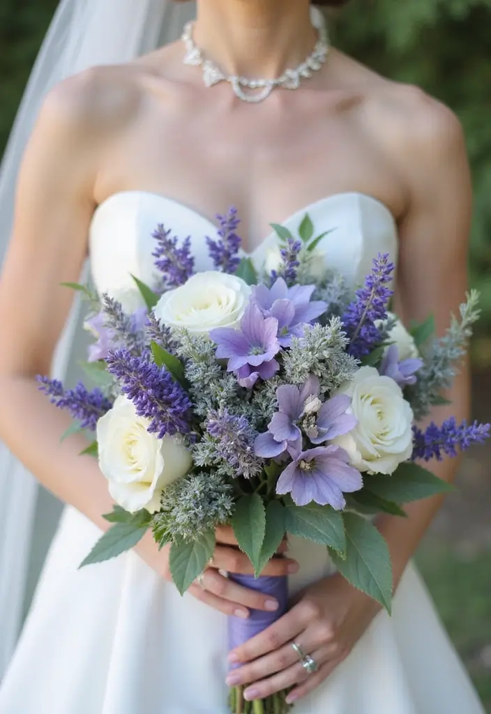 16 Colorful Simple Wedding Bouquets That Will Complement Your Theme (Check Out #9!) - 6. Elegant Lavender & Sage