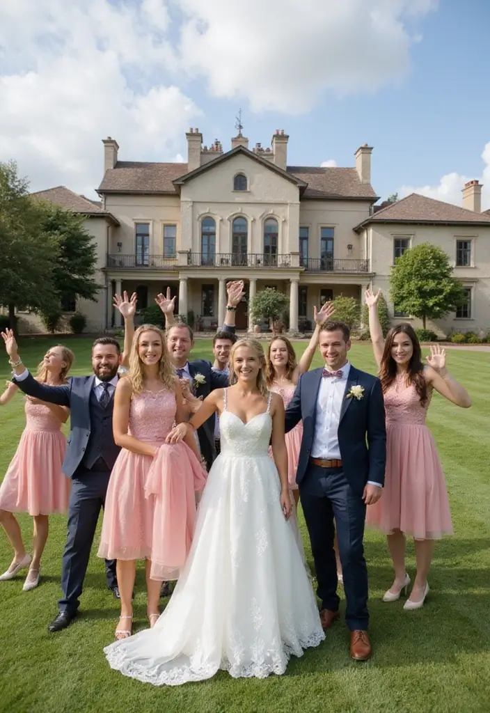 20 Wedding Guest Photo Ideas That'll Make Your Album Unforgettable (#1 Is a Must-Try!) - 2. The Wedding Party Group Shot