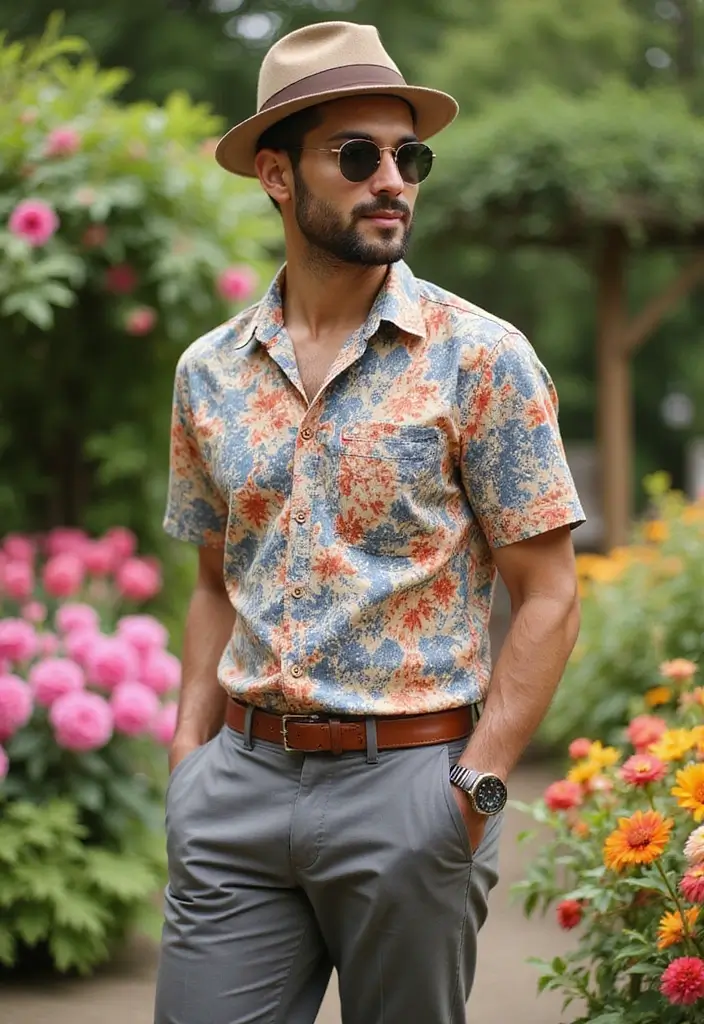 10 Stylish Wedding Guest Outfits for Men That Will Make You the Best-Dressed Attendee! - 4. Trendy Short-Sleeve Shirt and Trousers