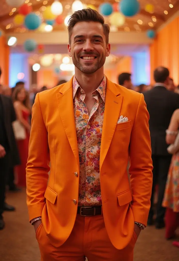 10 Stylish Wedding Guest Outfits for Men That Will Make You the Best-Dressed Attendee! - 6. Brightly Colored Suit