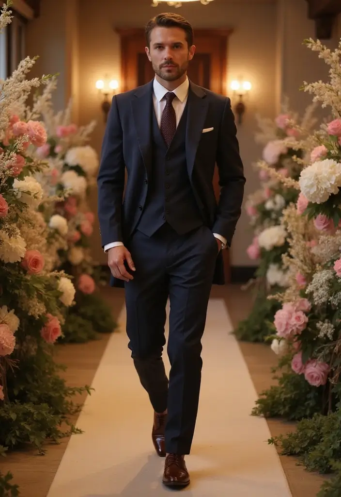 10 Stylish Wedding Guest Outfits for Men That Will Make You the Best-Dressed Attendee! - 7. Elegant Three-Piece Suit