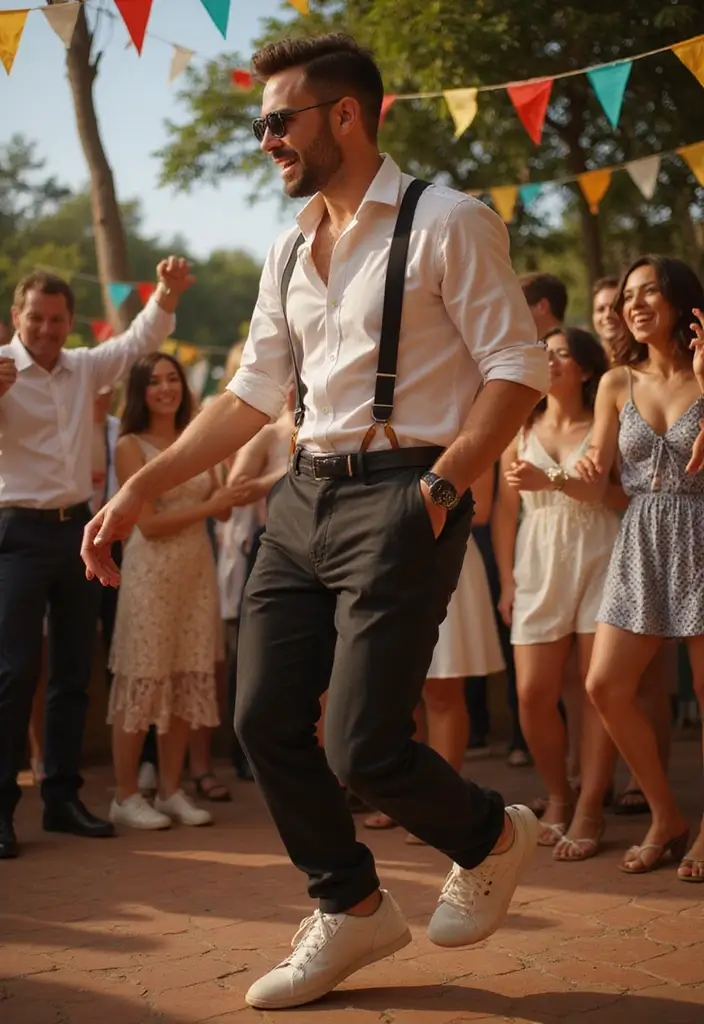 10 Stylish Wedding Guest Outfits for Men That Will Make You the Best-Dressed Attendee! - 8. Stylish Sneakers with Smart Casual Look