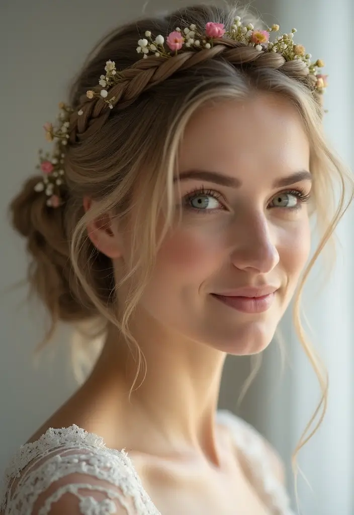 13 Breathtaking Wedding Hair Styles for Brides You Need to See! - 4. Romantic Braided Crown
